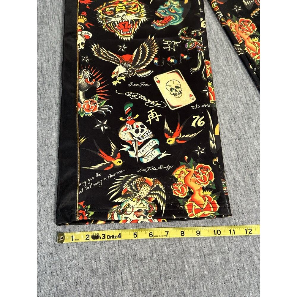 Ed Hardy Flashboard Track Pants Womens Small Black Stretch Embroidered Tattoo - Picture 12 of 16